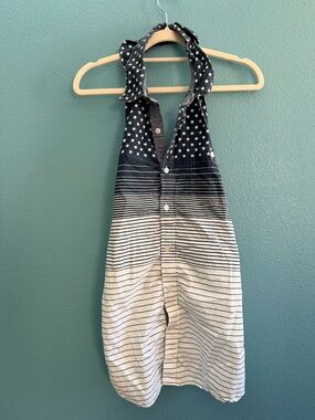 Women’s Navy and White Star-Stripe Halter top open back